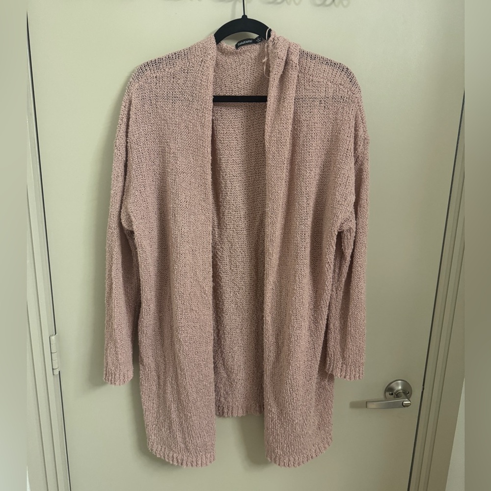 Cozy Open-Front Pink Women's Sweater Cardigan